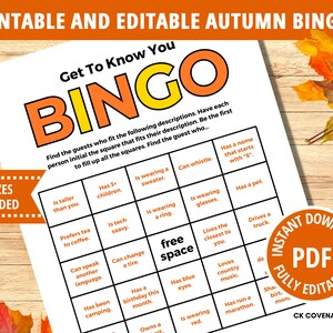 Get to Know You Bingo, Find Someone Who Bingo, Editable Printable Find the Guest Bingo, Icebreaker Game, Icebreaker Activity, Human Bingo
