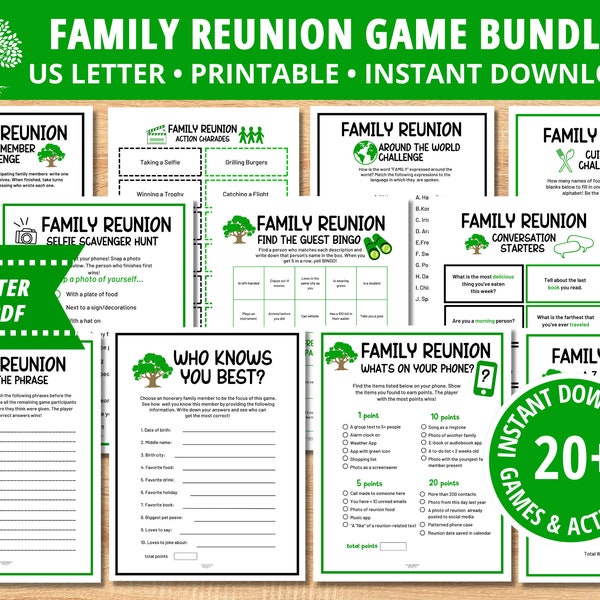 Familientreffen-Spiel-Bundle, Familientreffen-Ideen, druckbare Familienparty-Spiele, Familientreffen-Partyspiele, Familien-Sommertreffen, PDF