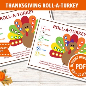 Roll A Turkey Game, Thanksgiving Game for Kids, Thanksgiving Games, Thanksgiving Trivia, Family Reunion Games,  Thanksgiving Printable