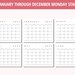 Calendar Printable 2023 Calendar 2024 Calendar Horizonal - Etsy UK