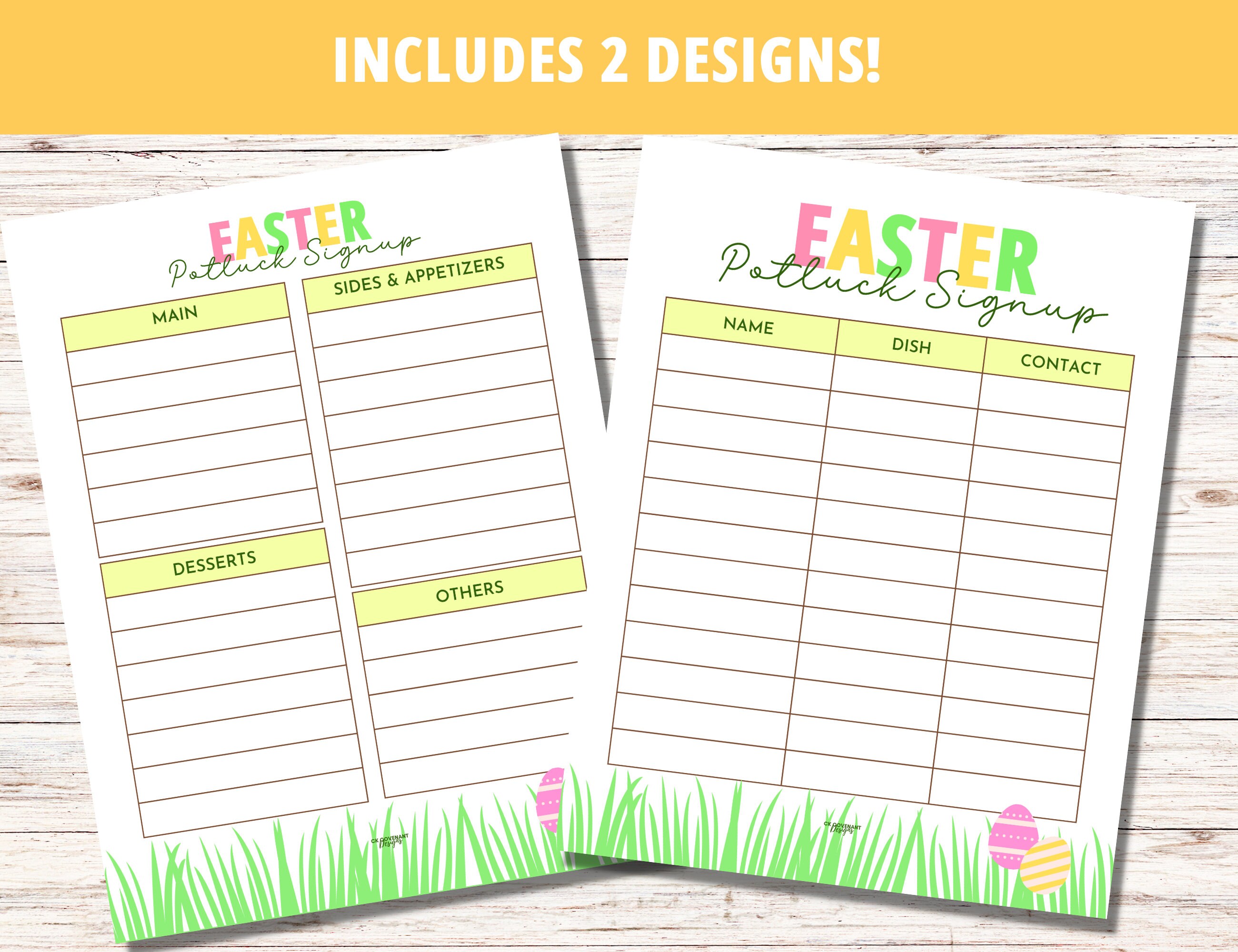 Easter Sign up Sheet, Easter Dinner Sign Up, Potluck, Potluck Template ...