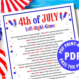 4th of July Party Game, Independence Day Left-right Poem, Left-right ...