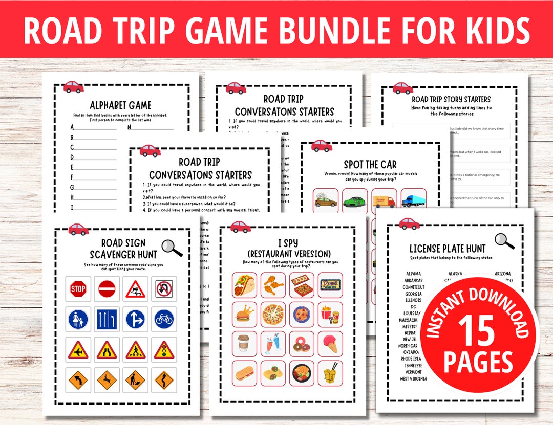 Printable Road Trip Games for Kids, Printable Game Bundle, Instant ...