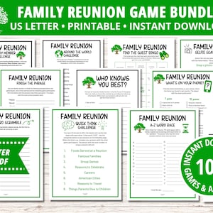 Family Reunion Game Bundle, Family Reunion Ideas, Printable Family Party Games, Family Reunion Party Games, Family Summer Reunions, PDF