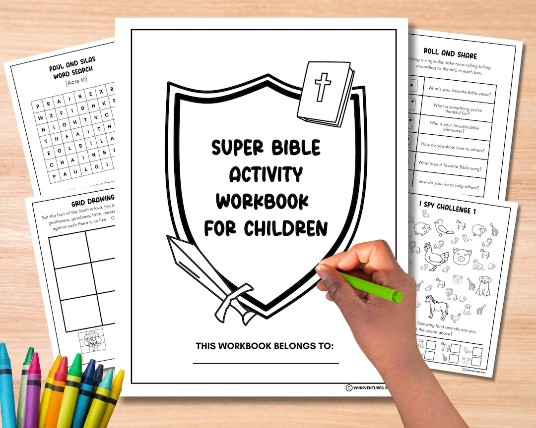 Super Bible Activity Workbook for Children, Bible Worksheets for Kids