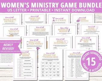 Women's Ministry Game Bundle, Bible Games, Find the Guest Bingo, Women's Retreat Activities, Women's Fellowship Activities, Bible Match Game