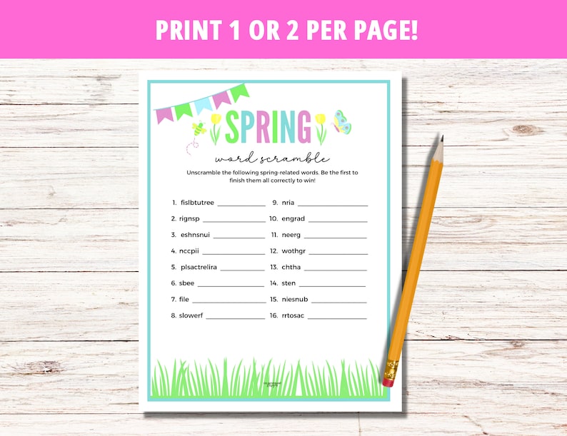 Spring Word Scramble Game, Printable Game, Games for Adults, Games for ...