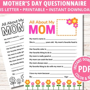 Alles über meine Mutter Muttertag Aktivität, alles über meine Mutter Kinder druckbare Malseite, Muttertag Basteln von Kindern, Muttertagsgeschenk, PDF