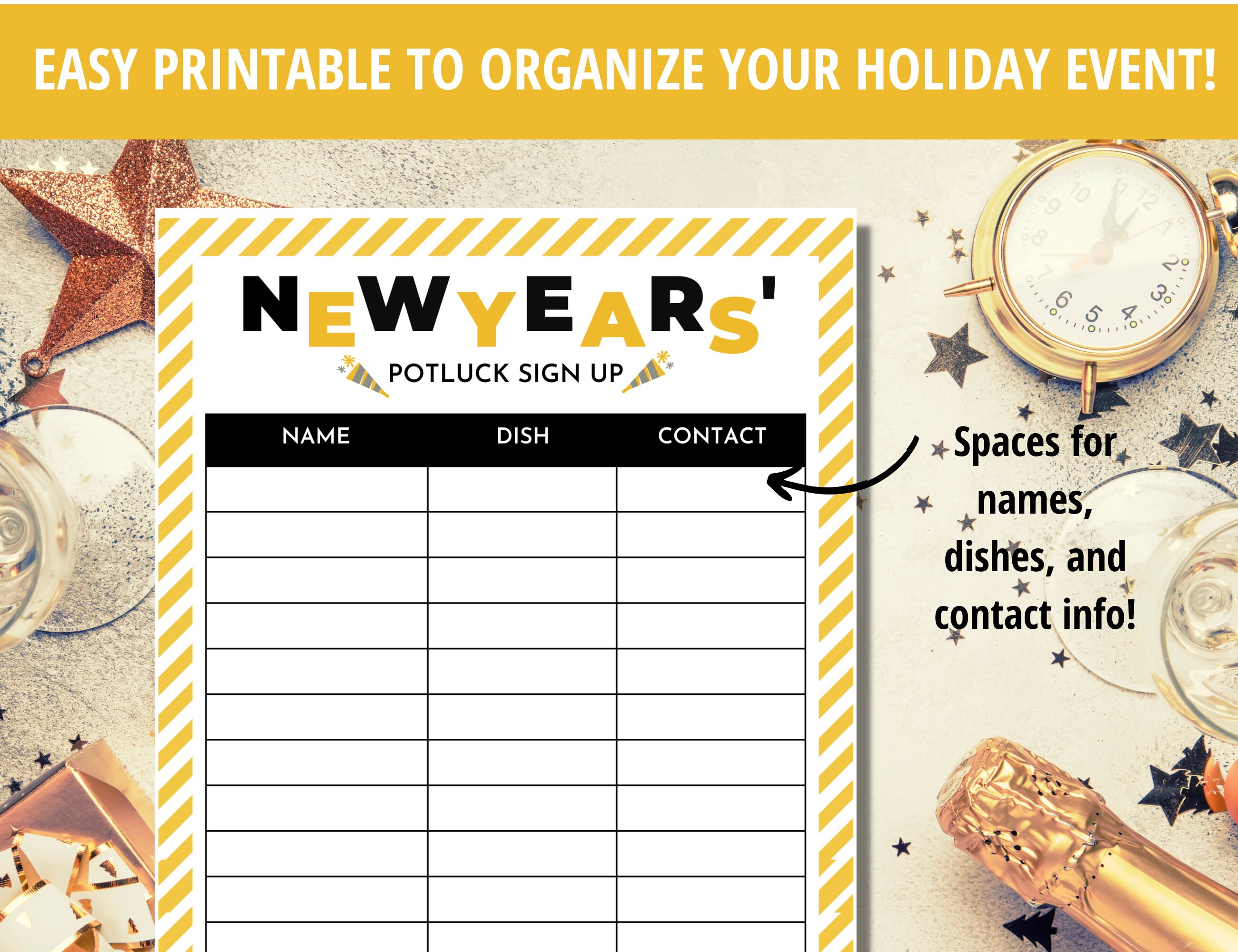 Sign up Sheet, Potluck Sign up Sheet, Holiday Potluck, Potluck Template