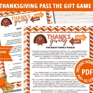 Pass the Gift, Left Right Game, Thanksgiving Game Adults Kids, Friends Giving Games, Printable Holiday Games, Pass the Gift Left Right Game