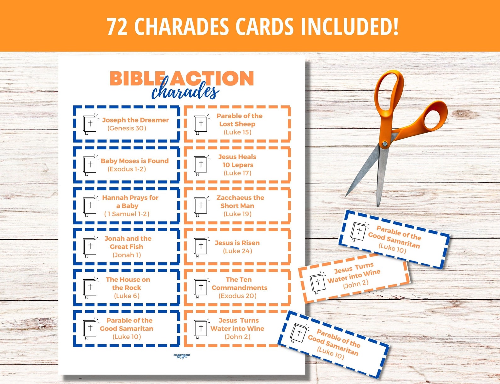 Bible Action Charades, Printable Charades Action Cards, Party Game ...