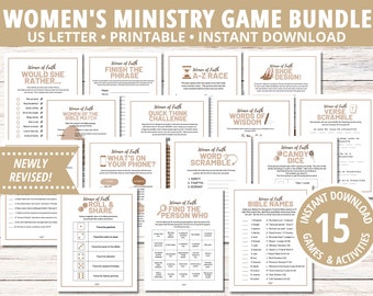 Women&#39;s Ministry Game Bundle, Bible Games, Find the Guest Bingo, Women&#39;s Retreat Activities, Women&#39;s Fellowship Activities, Bible Match Game