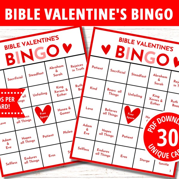 Valentine Bingo Cards - Etsy