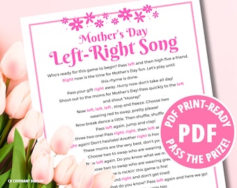 Mother’s Day Left Right Game, Left Right Poem, Family Reunion, Gift Exchange Game, Pass the Prize, Left Right Party Game, Gift Exchange Game