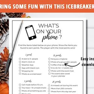 Whats On Your Phone Game, Whats In Your Phone Game, Printable Games, Cell Phone Game, Family Reunion Game, Office Party Game, Family Games image 2