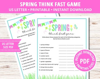 Think Fast Icebreaker Game Printable | Instant Download