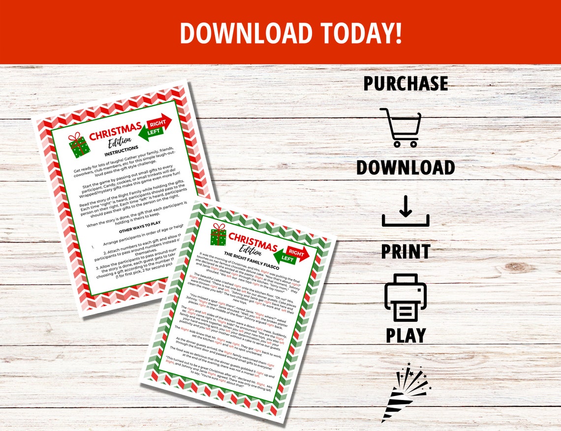 Left-right Game Festive Fun Gift Swap Game Christmas Game - Etsy