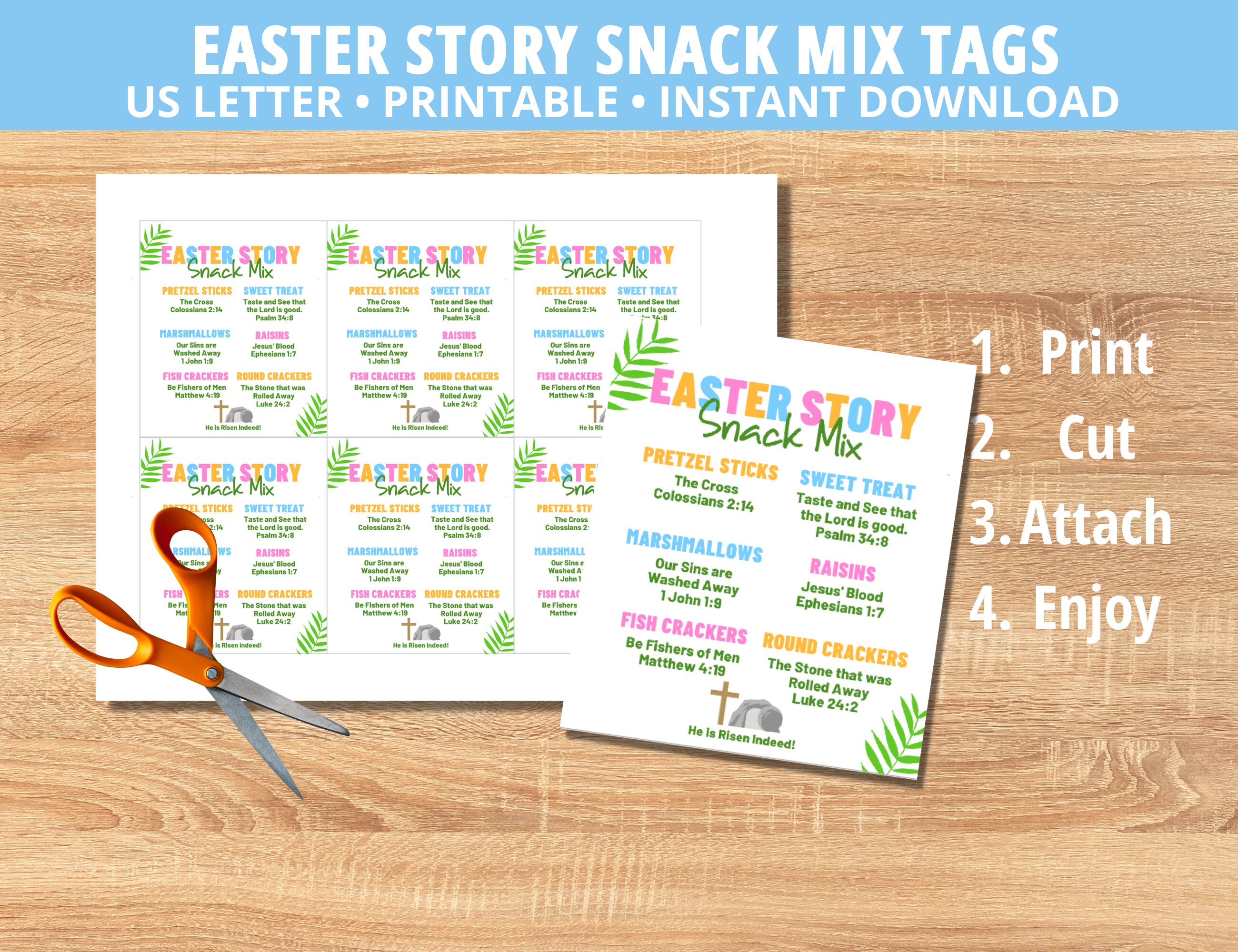 Easter Story Snack Mix, Easter Printable, Easter Story, Printable