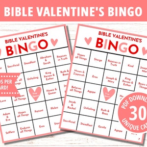 Bible Valentine&#39;s Bingo, Bible Bingo, Valentine&#39;s Day, Valentine&#39;s Bingo, Valentine Bingo, Church Valentine&#39;s Party, Bingo Game, PDF