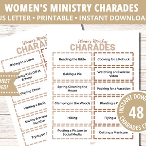 Women's Ministry Action Charades-kaarten, Bijbelspellen, afdrukbare Charades, Women's Retreat, Women's Fellowship-activiteiten, Bijbelspellen, PDF
