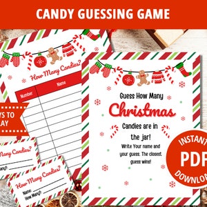 Guess How Many, How Many Candies, Candy Guessing Game, Guess How Many Game, Candy Guess Game, Christmas Party Game, Instant Download Game