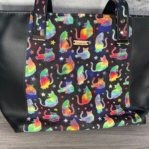 Black and Rainbow Cat Tote Bag