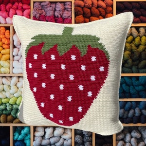 Schema per cuscino all&#39;uncinetto con fragole: arazzo di frutta (schema PDF)