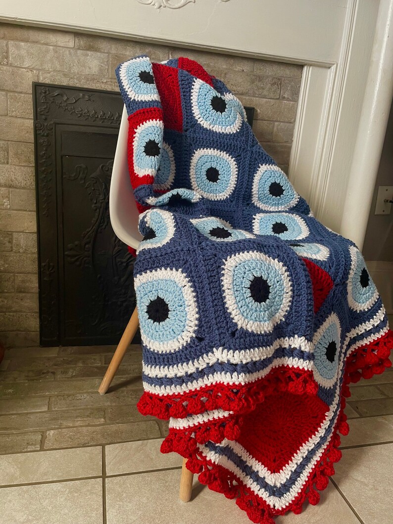 Evil Eye Crochet Throw Blanket Afghan Etsy