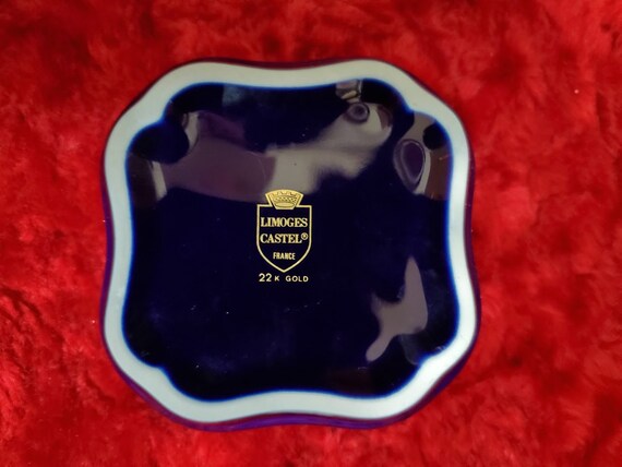 Vintage Limoges Trinket Box Blue Cobalt, 22k Gold… - image 9