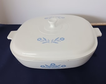 Vintage Corningware Casserole: Blue Cornflower P-10-B with Pyroceram Cover