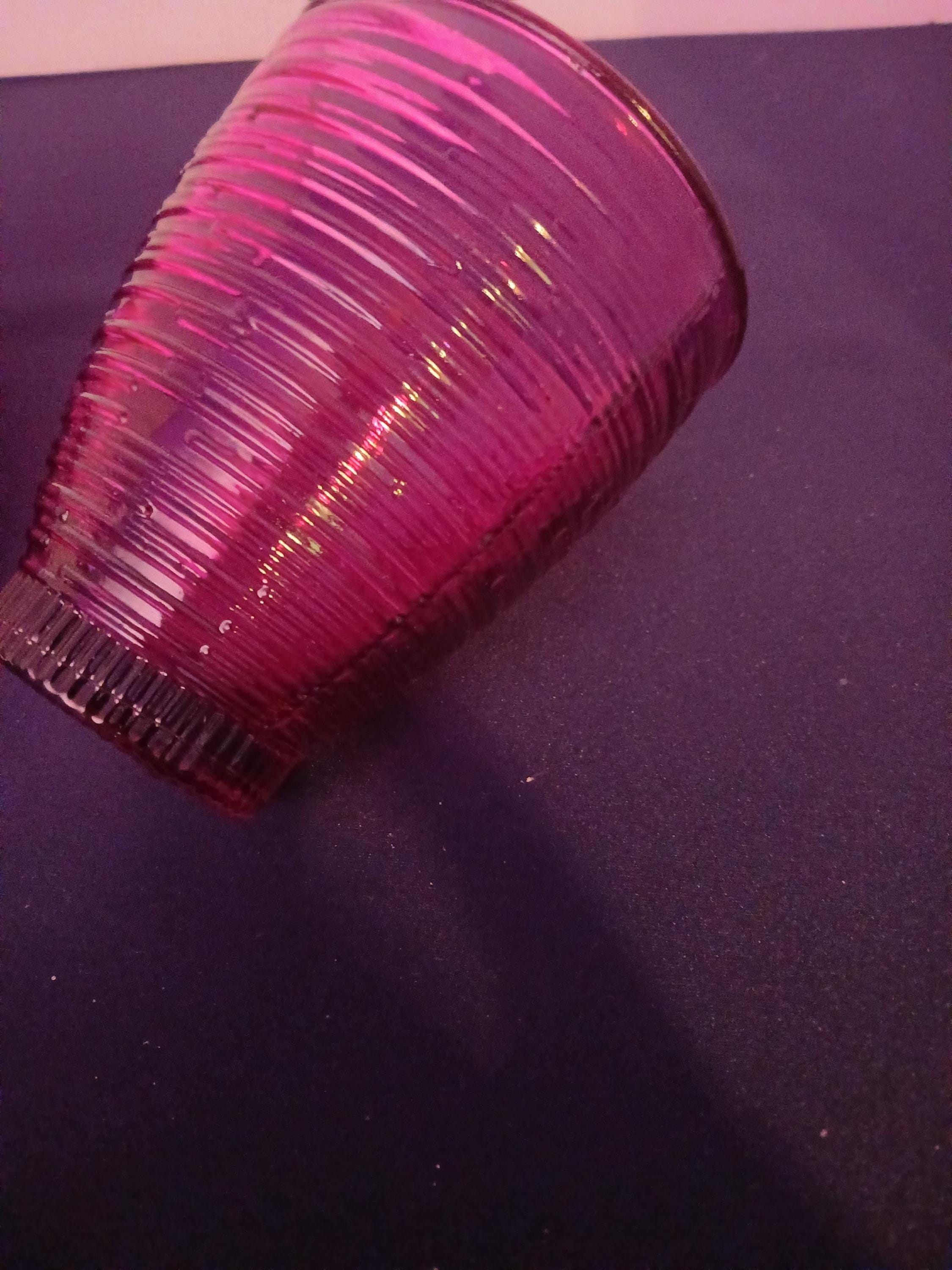 Vintage Red Ribbed Glass Drinking Cups - Etsy
