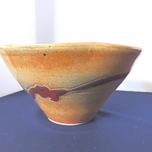 Japanese Pottery Raku Bowl, Ash Fired Ceramic with Earthy Tones