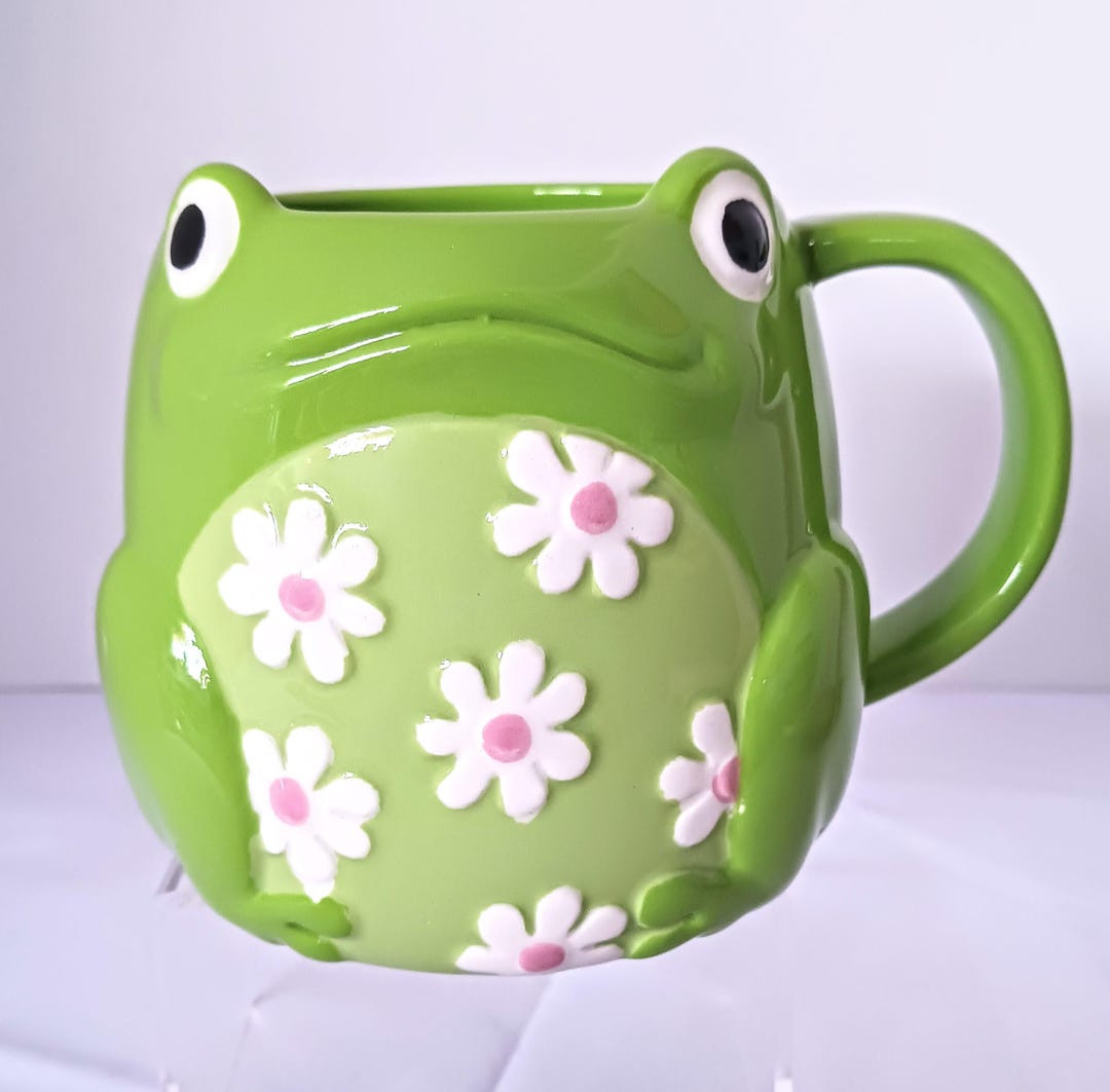 Cute Frog Mug, Funny Attractive Spring Green, Dimensional Eyes, Fun ...