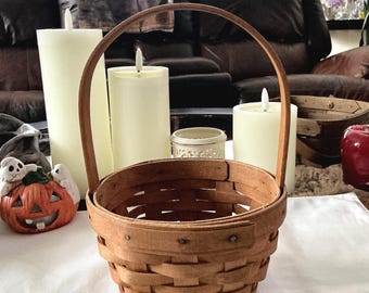 Vintage Longaberger Handwoven Wood Basket, Collectible, Decor 1993, Signed