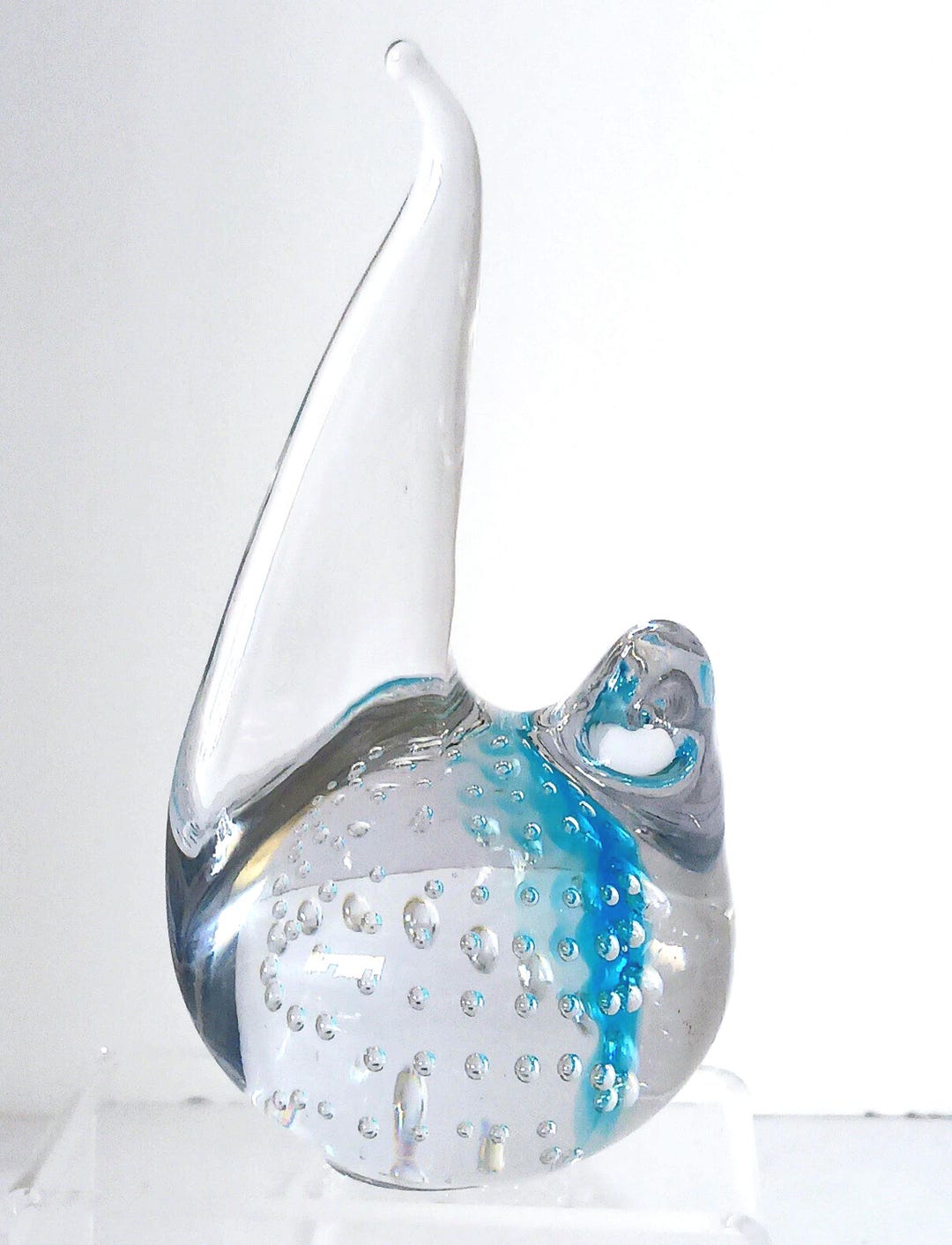 Lefton Controlled Bubble Glass Bird Paperweight With Blue, EUC, With ...