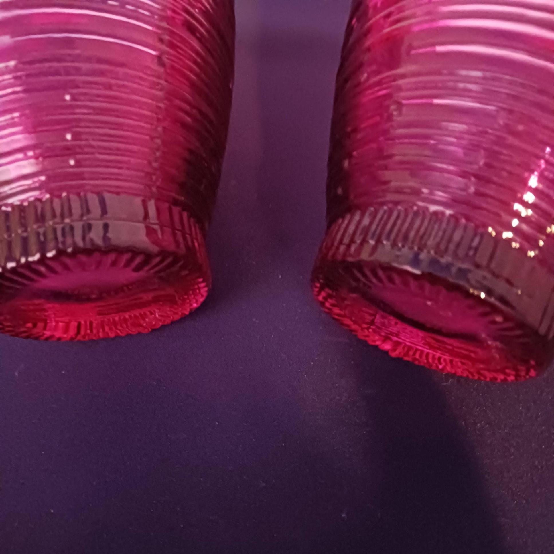 Vintage Red Ribbed Glass Drinking Cups - Etsy