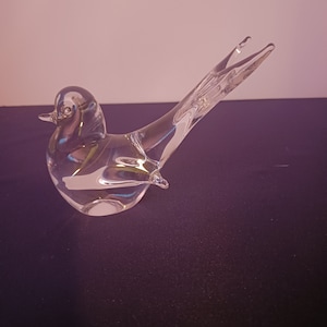 Murano Glass Bird Paperweight Figurine, Unmarked, EUC,  Wildlife Glass Figurine, Clear Glass, Heavy, Art Glass, Nature Art, Blown Glass