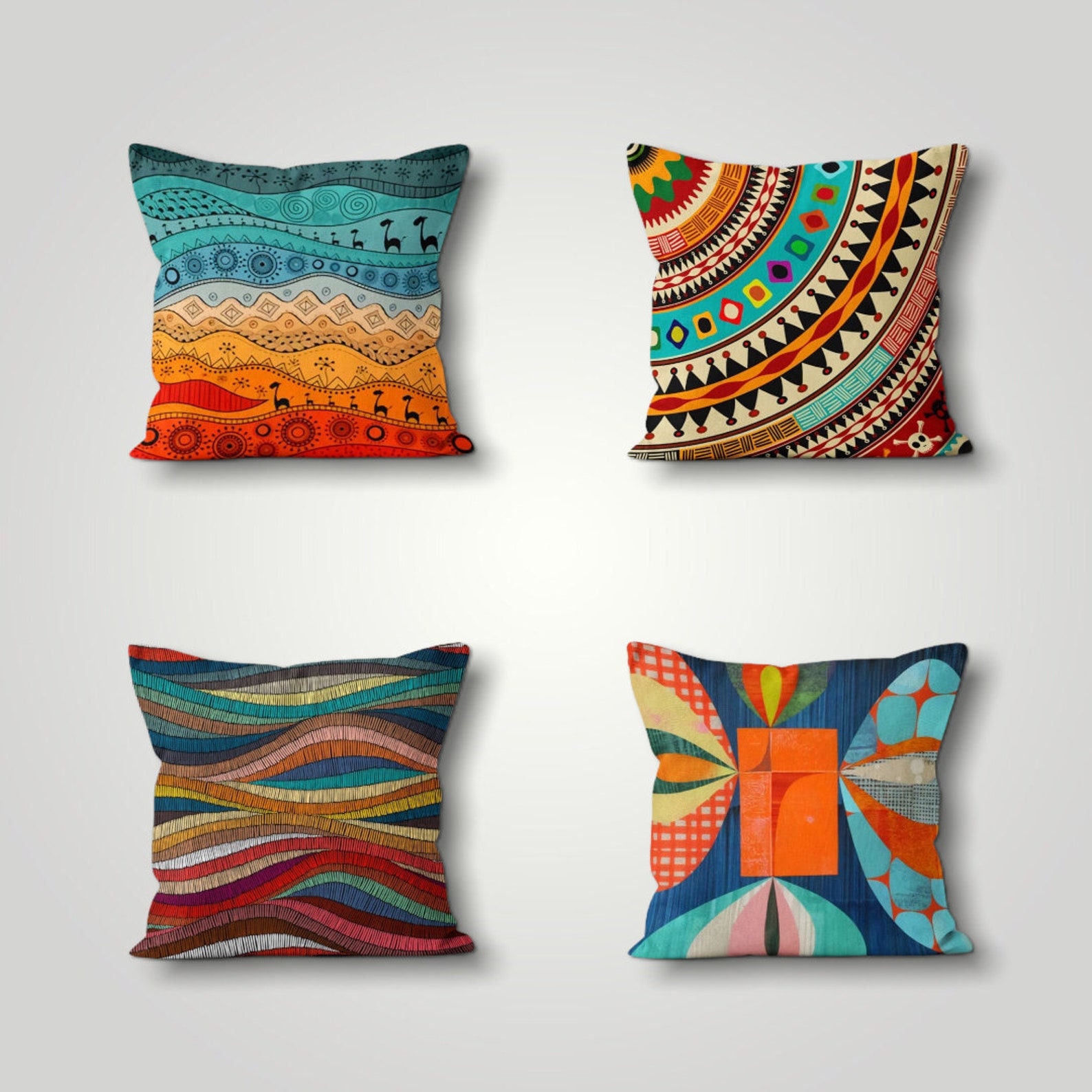 Housses d'oreiller Colorées Abstraites, Housse de Coussin Multicolore Vive et Vive, Oreiller Lombair