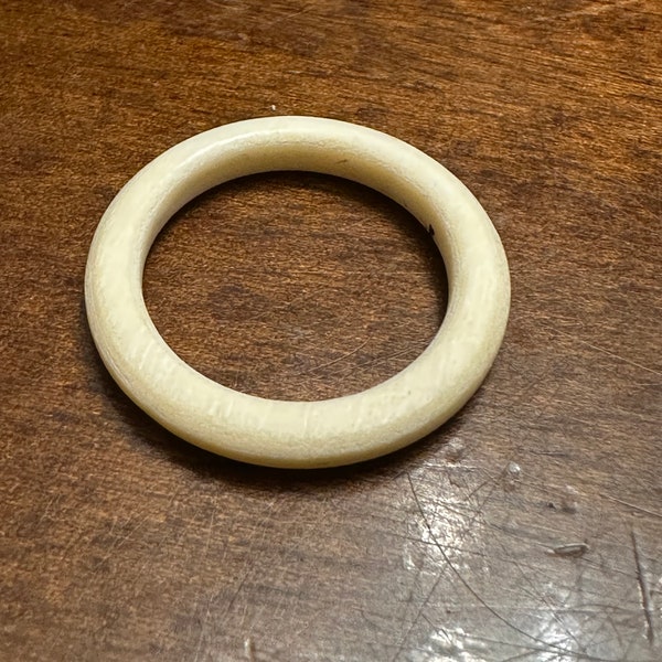 Vintage 50s Water Buffalo Bone Hand Carved Ring | Sizes 5, 5.5, 6 | 3mm thick 22-24mm dia Sustainable Organic Jewelry | Ivory White | Bovine