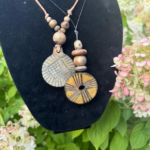 Vintage 60s Pendant Necklaces | Buffalo Horn | Antique Beads | Organic Sustainable Jewelry