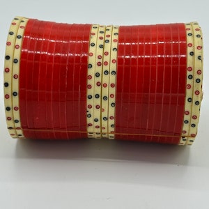 Vintage Bridal Chura | Wedding Bangles | Designer Wear | Classic Red and White | 56 Bangles