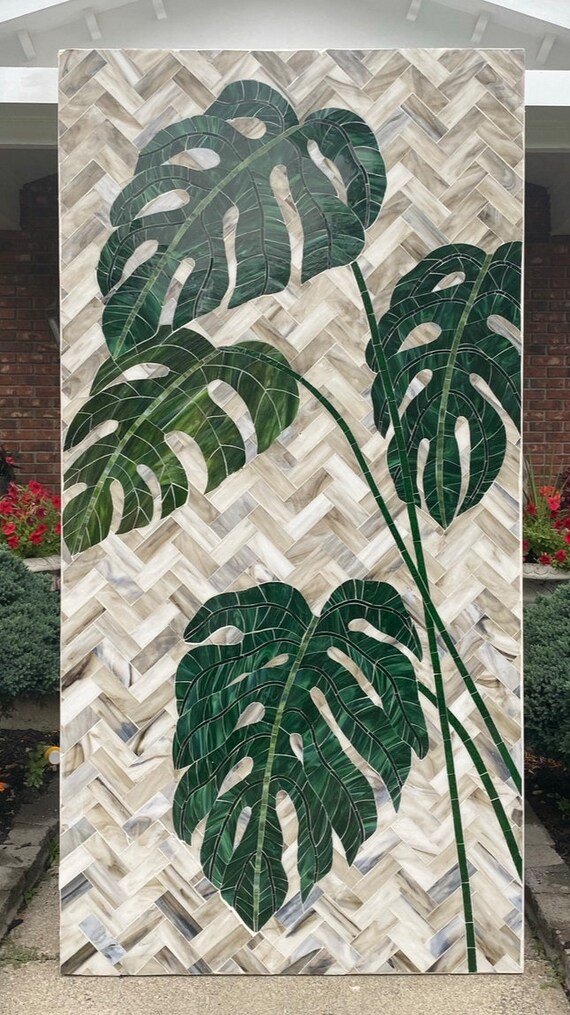 Ercole Home | Mixed up Mosaic | Monstera Mosaic Panel | Mosaic Design - Etsy