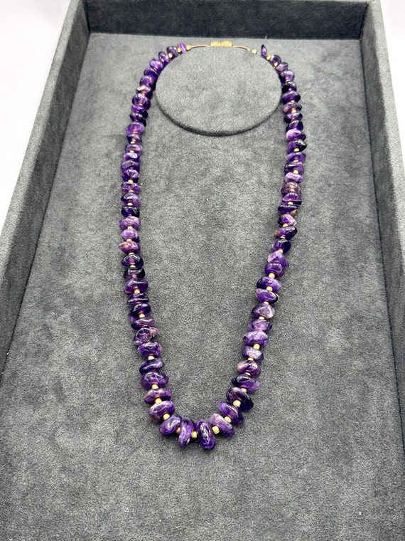 Vintage 23in Amethyst Nugget Necklace | 1970s | G… - image 5