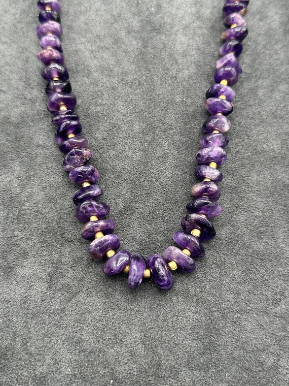 Vintage 23in Amethyst Nugget Necklace | 1970s | G… - image 6