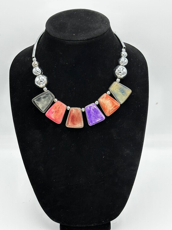 Vintage Multi Color Metal Necklace | Original Desi