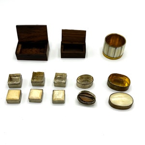 Antique Pill Trinket Snuff Boxes | Victorian | Indian | Shell Wood Mother of Pearl Marble Stone | Jewelry Box | Good Fortune