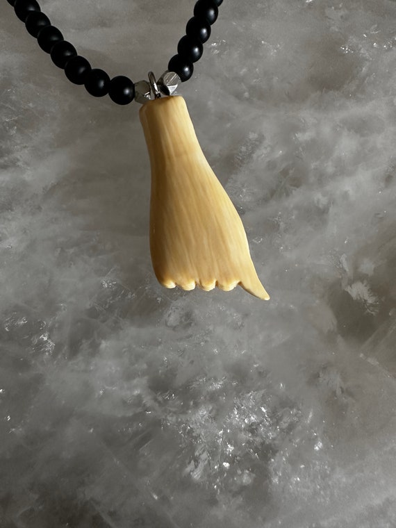 Vintage Water Buffalo Bone Hand Thumb Mano Manu Charm… Gem