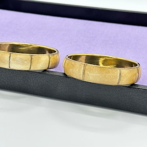 Vintage Pair of Horn Bangles, Light and Dark Horn |  60s Made in India |