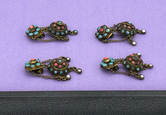 Himalayan Jewelry | Vintage Nepalese Floral Clip-… - image 3