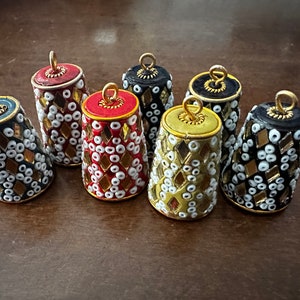 Vintage Ornaments Bead Indian Colored Glass Micro Seed Bead Copper Wire Eyelet | Antique | Stamped India